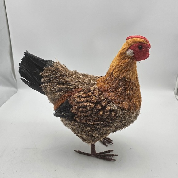Source Unknown Other - Rustic Wood Rooster Figurine Brown Medium Chicken Farmhouse Decor Primitive